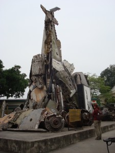 Vietnam Army Museum Sculpture destroyed aircraft and tanks