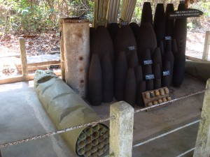 Recovered American munitions at Cu Chi tunnels