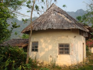 Mud brick house laos
