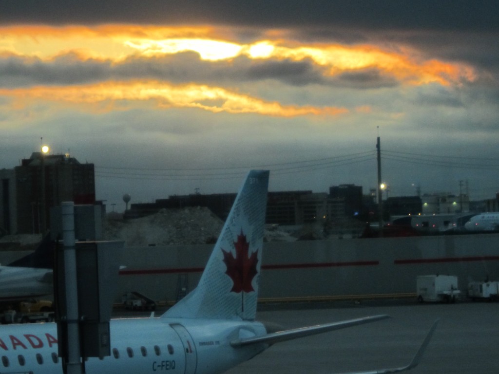 Sunrise at the Toronto airport Air Canada plane